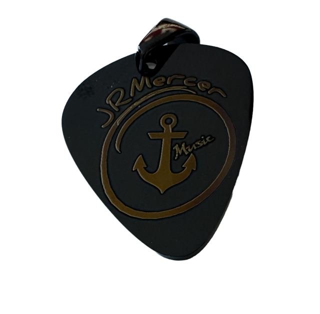 JR Mercer Music – Black Edition Stainless Steel Guitar Pick Pendant