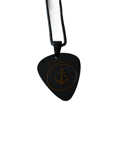 JR Mercer Music – Black Edition Stainless Steel Guitar Pick Pendant
