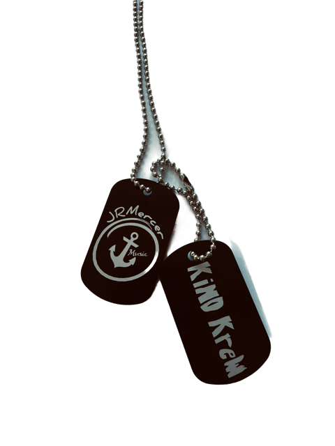 JR Mercer Music - Dual Dog Tag Set  Black Anodized | Silver Chain