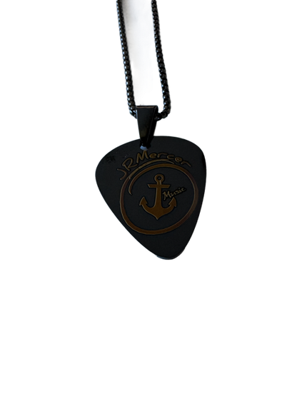 JR Mercer Music – Black Edition Stainless Steel Guitar Pick Pendant